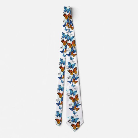 Vliegende Vlinders Morpho en Monarch Stropdas (Achterkant)