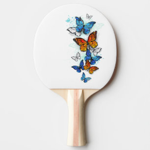 Vliegende Vlinders Morpho en Monarch Tafeltennisbatje