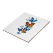 Vliegende Vlinders Morpho en Monarch Tegeltje (Zijkant)