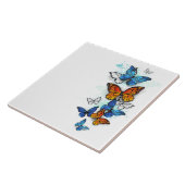 Vliegende Vlinders Morpho en Monarch Tegeltje (Zijkant)