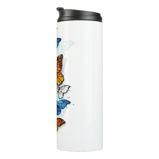 Vliegende Vlinders Morpho en Monarch Thermosbeker (Geroteerd rechts)