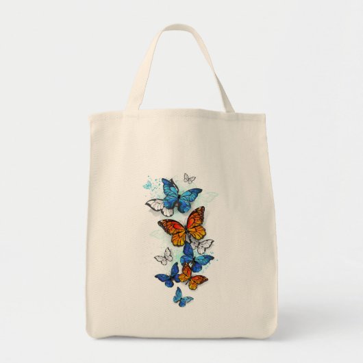 Vliegende Vlinders Morpho en Monarch Tote Bag (Voorkant)