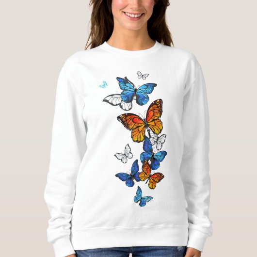 Vliegende Vlinders Morpho en Monarch Trui (Voorkant)
