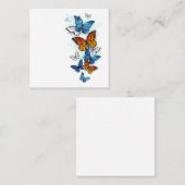 Vliegende Vlinders Morpho en Monarch Vierkante Visitekaartje (Voorkant / Achterkant)