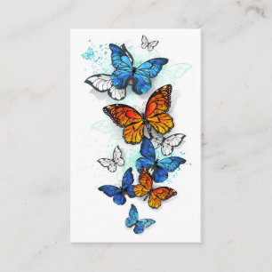 Vliegende Vlinders Morpho en Monarch Visitekaartje