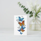 Vliegende Vlinders Morpho en Monarch Visitekaartje (Staand voorkant)