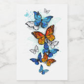 Vliegende vlinders Morpho en Monarch Voedselcontainer Etiket (Enkel label)