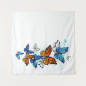 Vliegende Vlinders Morpho en Monarch Wandkleed (Voorkant (horizontaal))