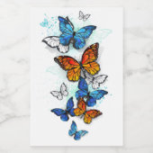 Vliegende Vlinders Morpho en Monarch Wijn Etiket (Enkel label)