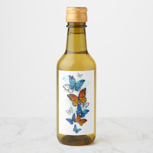 Vliegende Vlinders Morpho en Monarch Wijn Etiket