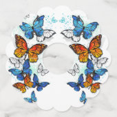 Vliegende Vlinders Morpho en Monarch Wijnglaslabel (Achterkant)