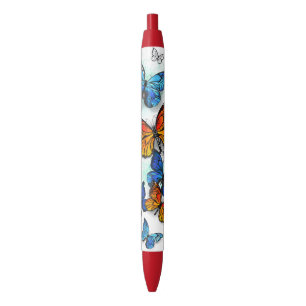 Vliegende Vlinders Morpho en Monarch Zwarte Inkt Pen