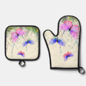 Vliegende Vlinders Oven Mitt & Pot Houder Set (Voorkant)