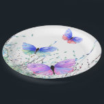 Vliegende Vlinders Papieren Borden Bordje<br><div class="desc">Papieren Borden Kleurrijke Vlinders Vliegen in Natuur Waterverf Schilderen Vlinder en Bloemen - Kies / Voeg je favoriete tekst / kleur - Maak je eigen cadeau - Formaat wijzigen en verplaatsen of verwijderen en toevoegen met aanpassingstool! - Tekenen en ontwerpen door MIGNED. Je kunt mijn design ook overzetten naar meer...</div>