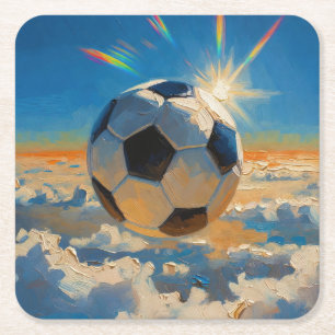 Vliegende Voetbal Bal Kunstwerk (Olie Schilderij N Kartonnen Onderzetters