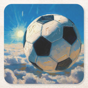 Vliegende Voetbal Bal Kunstwerk (Olie Schilderij N Kartonnen Onderzetters
