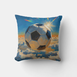 Vliegende Voetbal Bal Kunstwerk (Olie Schilderij N Kussen