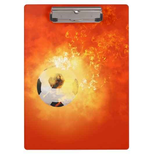 Vliegende voetbal met vlammen klembord (Voorkant)