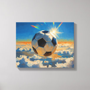 Vliegende Voetbalbal Kunstwerk (Olie Schilderij No Canvas Afdruk