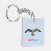 Vliegende vogel en kalligrafie op lichtblauw sleutelhanger (Voorkant Links)