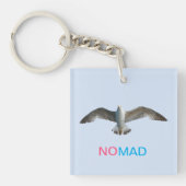 Vliegende vogel en kalligrafie op lichtblauw sleutelhanger (Voorkant)