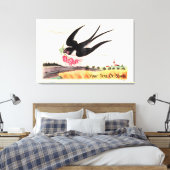 Vliegende vogel met bloemen canvas afdruk (Insitu (Slaapkamer))