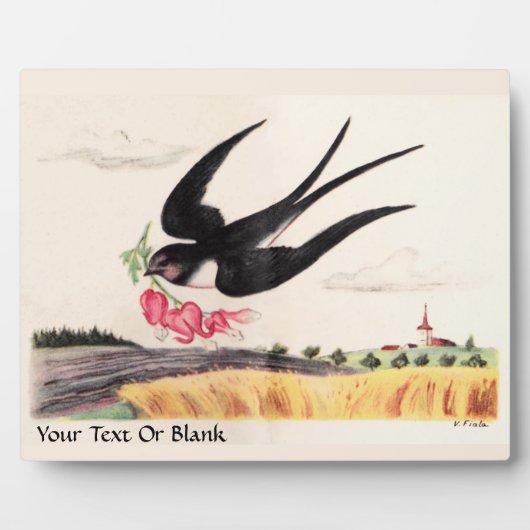 Vliegende vogel met bloemen fotoplaat (Voorkant)