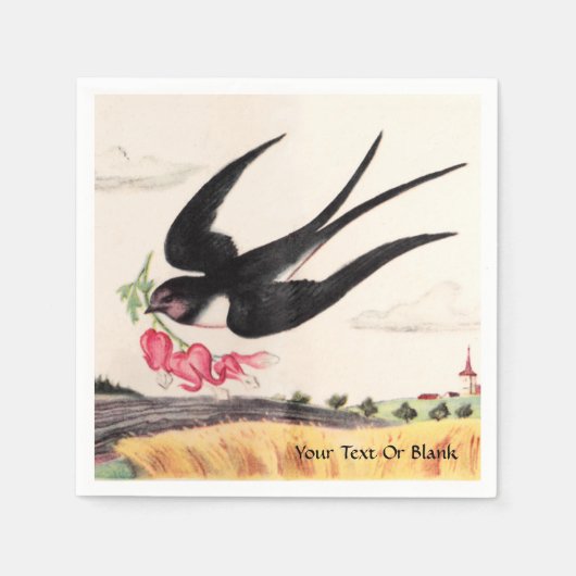 Vliegende vogel met bloemen servetten (Voorkant)