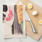 Vliegende vogel met bloemen theedoek (Quarter Fold)