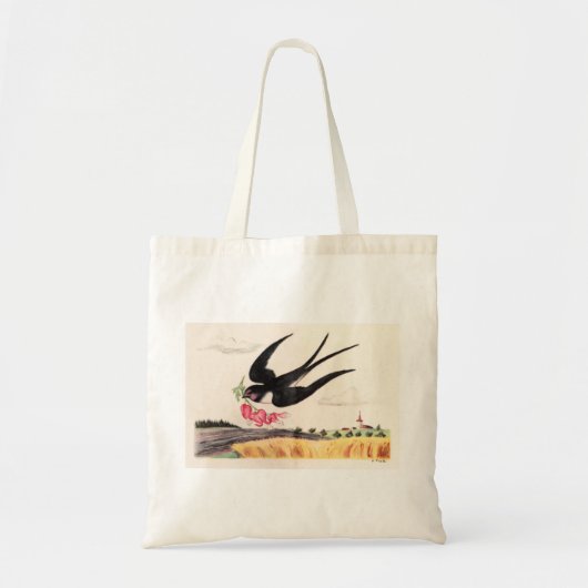 Vliegende vogel met bloemen tote bag (Voorkant)