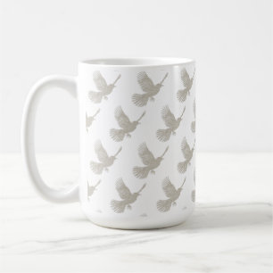 Vliegende Vogel Tan Linnen Scandinavische Patroon Koffiemok