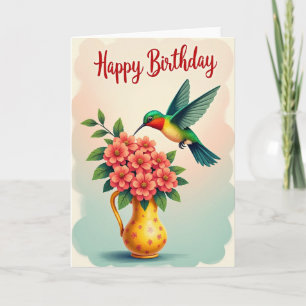 Vliegende Vogel Verjaardagsbloemkaart Kaart