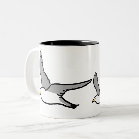Vliegende vogelillustratie. Afbeelding van de Seag Tweekleurige Koffiemok (Voorkant links)