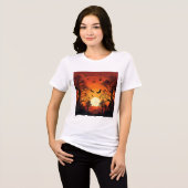 Vliegende vogels boven Golden Sunset, serene Natuu Tri-Blend Shirt (Voorkant volledig)