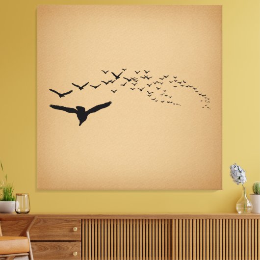 vliegende vogels canvas afdruk (Insitu (Woonkamer))