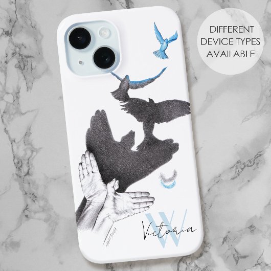 Vliegende vogels Hand schaduw Illusie Elegant Mono Case-Mate iPhone Case