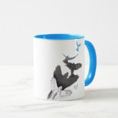 Vliegende vogels Handschaduw Illusie Surreal Elega Mok (Voorkant rechts)