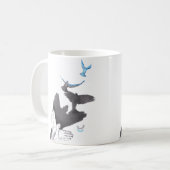 Vliegende vogels Handschaduw Illusie Surreal Elega Mok (Voorkant links)