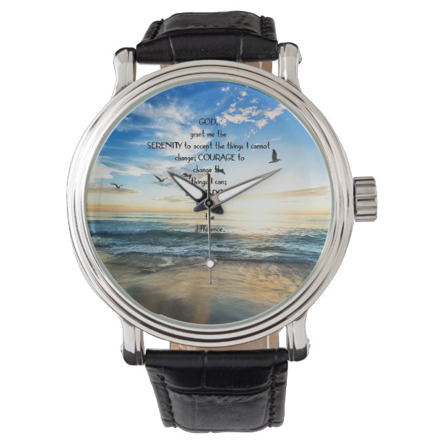 Vliegende vogels in de hemel Serenity Prayer Horloge (Voorkant)