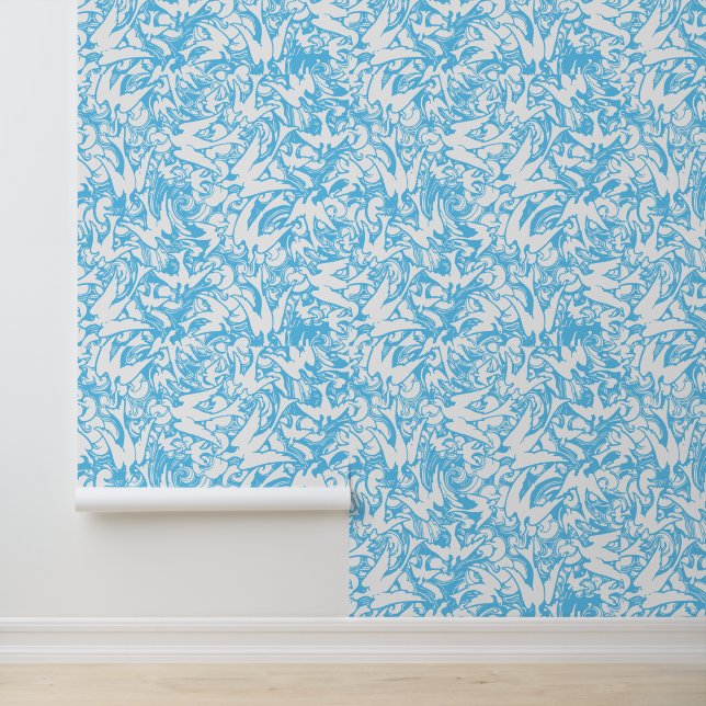 Vliegende vogels in wervelend bewolkt hemelpatroon behang (Applicatie)