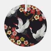 Vliegende vogels: Kraan Heron Japans. Glas Ornament (Achterkant)