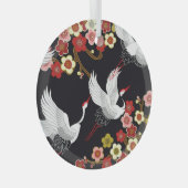 Vliegende vogels: Kraan Heron Japans. Glas Ornament (Voorkant Rechts)