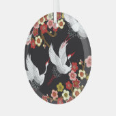 Vliegende vogels: Kraan Heron Japans. Glas Ornament (Voorkant links)