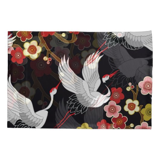 Vliegende vogels: Kraan Heron Japans. Kussensloop (Achterkant)