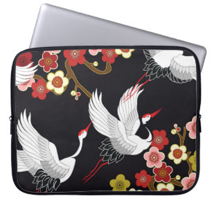 Vliegende vogels: Kraan Heron Japans. Laptop Sleeve