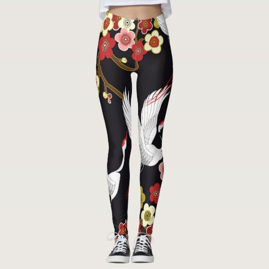 Vliegende vogels: Kraan Heron Japans. Leggings (Voorkant)
