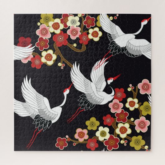 Vliegende vogels: Kraan Heron Japans. Legpuzzel (Verticaal)