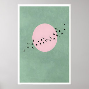 Vliegende Vogels Muurkunst - Minimale Silhouetten  Poster