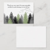 Vliegende vogels op bosbomen na de begrafenis notitiekaartje (Voorkant / Achterkant)