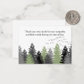 Vliegende vogels op bosbomen na de begrafenis notitiekaartje (Voorkant / Achterkant in situ)